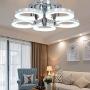 Healer LED Ceiling Light Fixture Semi Flush Mount with 5 Rings Cool Lights, Modern Chandelier Lighting Pendant Lamp for Living Room Dining Room Kitchen