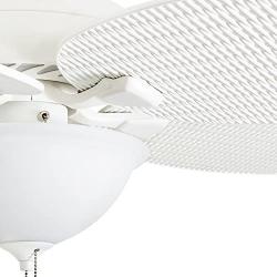 Honeywell 50508-01 Palm Island 52-Inch Tropical Ceiling Fan with Cased White Bowl Light, Five Palm Leaf/Wicker Blades, Indoor/Outdoor, White