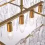 SILJOY Modern K9 Crystal Rectangle Chandelier Lighting Flush Mount LED Linear Ceiling Light Fixture for Dining Room Table, 7 Lights, L 33.5'' x W 12.6'' x H 13''