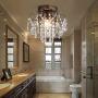 Q&S Small Crystal Ceiling Light Fixture Flush Mount,Black Ceiling Lights Modern Chandelier,Bedroom Hallway Closet Light Fixture Ceiling,Dia9.5'' 1 Light E12