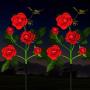 HeyMate Solar Garden Lights Outdoor 2 Pack Solar Red Rose Flower Lights with 10 Rose Flowers Solar Christmas Decorative Lights Waterproof for Backyard,Patio,Pathway,Xmas Decorations