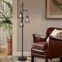 Stepeak Dimmable Cage Floor Lamp, Farmhouse Diamond Shape 3-Light Vintage Sofa Standing Lighting for Office Living Room Bedroom, 64 Inches,