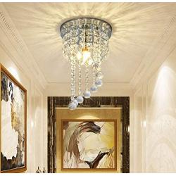 Mini Crystal Chandeliers Light Modern Flush Mount Crystal Ceiling Lights Pendant Light for Bedroom Hallway Kitchen Dining Room (7.87 inch)