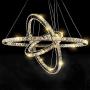 MEEROSEE Crystal Chandeliers Modern LED Ceiling Lights Fixtures Chandelier Lighting Dining Room Pendant Lights Contemporary 3 Rings Adjustable Stainless Steel Cable