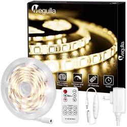 32.8ft/10m Warm White LED Strip Lights, Megulla Flexible Dimmable Light Strip 2835 150LEDs for Room Bedroom Kitchen Cupboard Bar, LED Tape Light with Timer and ETL-Listed Power Supply