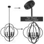 VINLUZ 6 Light Chandeliers Black Candle-Style Dining Room Light Fixture Hanging Farmhouse Globe Kitchen Island Lighting Modern Pendant for Hallway Bedrooms