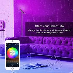 Zglon LED Floor Lamp，Super Bright RGBCW 25w Smart WiFi Color Changing Floor Lamp, Dimmable Torchiere，Compatible with Alexa & Google Home for Reading，livingroom，Bedroom，Black