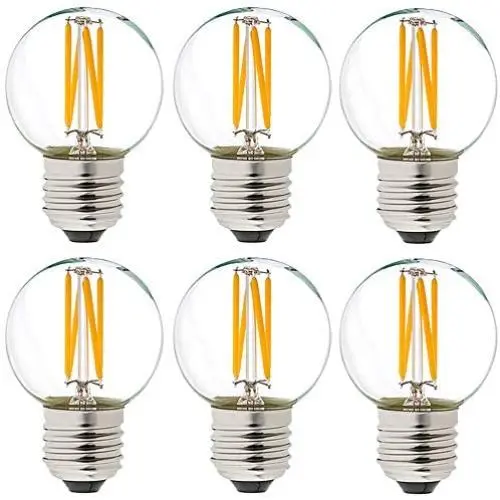 Dimmable g16.5 led Bulb 40W g16 1/2 led Edison Bulb 2700K 4W e26 led Globe Bulb for Ceiling Fan,Chandelier,Vanity Light Bulb AC120V 400lm 6Pack