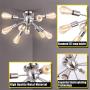 LIGHTESS Sputnik Ceiling Lights Vintage Semi Flush Mount Ceiling Light with 9 UL Sockets Nickel Sputnik Industrial Ceiling Lamp for Kitchen Dining Room Bedroom E26 Base