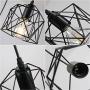 Pendant Light with Cage Shade Matte Black 3-Lights Adjustable Hanging Lighting Fixture, Industrial Antique Traditional Pendant Lamp for Home, Kitchen Island, Dining Room, Foyer, Farmhouse,Hallway