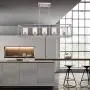 VINLUZ Rectangle Dining Room Chandelier Classic Pendant Lighting for Kitchen Island,Chrome Finish with Clear Glass Shade Adjustable Height Hanging Ceiling Light