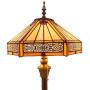 Tiffany Floor Lamp W16H64 Inch Yellow Stained Glass Hexagon Mission Style Shade Antique Standing Read Lighting Resin Base 2E26 S011 WERFACTORY LAMPS Lover Gift Bedroom Living Room Bedside Coffee Table