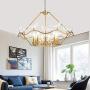 9-Light Living Room Dining Room Bedroom Project Golden Simple Creative Dining Table Glass Bird Chandelier Size: 100 40CM
