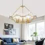 9-Light Living Room Dining Room Bedroom Project Golden Simple Creative Dining Table Glass Bird Chandelier Size: 100 40CM