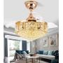 Sweety House 42''Crystal Ceiling Fan Light with Light and Remote Control Adjustable Invisible Fan Chandelier trapezoidal Modern LED Fan Light for Bedroom Living Room Chandelier(Luxury crystal)