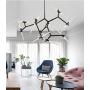 KALRI Modern Metal Sputnik Chandelier Lamp Tree Branch Pendant Lighting Ceiling Fixture with Frosted Glass Lampshade for Dining Room, Living Room, Kitchen Island, Hotel, Coffee Shop (Black-20Lights)