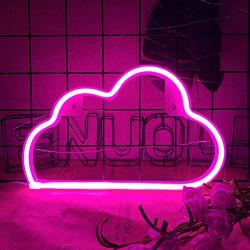 Pink Cloud Neon Signs Decorative LED Neon Light Battery USB Sleeping Night Light Cloud Neon Night Light Cute Marquee Signs Wall Art Decor for Baby Girl Bedroom Wedding Decoration Acrylic Neon Light