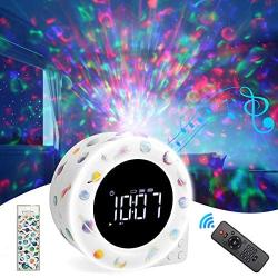 Star Projector Night Light,ROTEK DIY Stickers Alarm Clock Galaxy Projector with 8 Lighting Effects,White Noise Sound LED Night Light Bluetooth Speaker with Remote Control for Kids Adult Home Bedroom