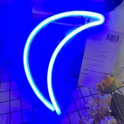 Protecu Blue Moon Neon Signs, 3 AA Battery/USB Powered Neon Signs for Bedroom, Neon Light LED Signs for Wall Decor, Neon Sign for Birthday, Wedding, Party, Christmas, New Year Home Decoration(Blue)