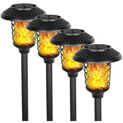 FUDESY Solar Torch Lights,LED Torches Light with Dancing Flickering Flames Outdoor Landscape Lighting, for Outside Pathway Garden Yard,1400K IP44,4-Pack