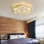 NIUYAO Modern Ceiling Light White Flower Shape with Crystal Ball Minimalism Flush Mount Contemporary Acrylic Integrated LED 6 Light Fixture (Bulb Included) -21.5'' Warm Light