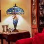 Capulina Tiffany Table Light, 3-Light Tiffany Style Table Lamp with Night Light, Beautiful Dragonfly Style Stained Glass Table Lamp, W15.9'' X H24'' Double Lit Tiffany Style Desk Lamp for Living Room