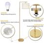 Yueximei LED Gold Floor Lamp,Mid Century Modern Floor Lamp Standing Light, Tall Pole Lamp with Hanging Drum Shade, floor lamps modern for Living Room , Reading Room ,Bedroom,Office (LED Bulb Included)