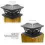 Davinci Flexfit Solar Post Cap Lights - Outdoor Lighting for 4x4 5x5 and 6x6 Wooden Posts - Bright Warm White LEDs - Slate Black (2 Pack)