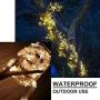 WSgift 2 Pack 250 LEDs Waterfall Shape Twinkle Fairy Lights, 8 Modes 10 Strands Waterproof Battery Operated Silver Copper Wire Warm White Vine String Lights for Outdoor Garden Christmas Decorations