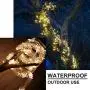 WSgift 2 Pack 250 LEDs Waterfall Shape Twinkle Fairy Lights, 8 Modes 10 Strands Waterproof Battery Operated Silver Copper Wire Warm White Vine String Lights for Outdoor Garden Christmas Decorations