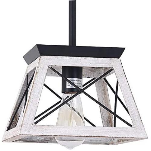 Qamra Farmhouse Kitchen Pendant Lights, Rustic Industrial Metal Cage Chandeliers, Hanging Fixture Light for Dining Room Living Room Kitchen Island Entryway