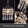 Linour Pendant Light Fixtures Crystal Chandelier Modern Ceiling Light Chrome Finish Crystal Pendant lamp for Living Room Bedroom Restaurant Porch, Black