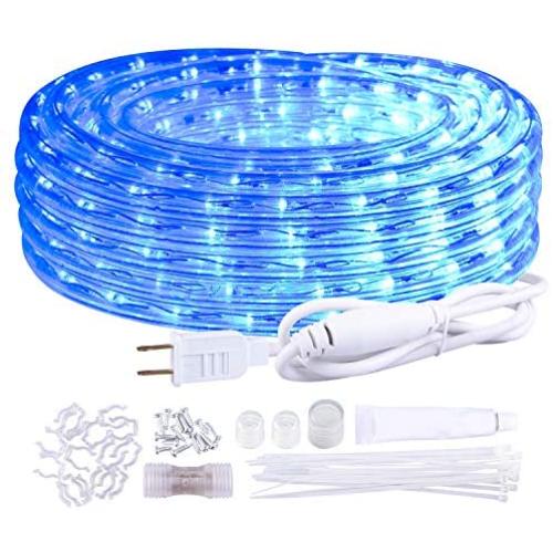 Blue LED Rope Lights Outdoor Strip Lights Waterproof Kit 39ft/12m Flexible Connectable 110V Decorative Light with 432pcs LEDs Cuttable for Garden Stairs Balcony Party.