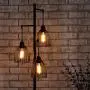 CO-Z 3 Lights Industrial Floor Lamp Vintage, Rustic Edison Hanging Standing Lamp with Cage Style Shades, Farmhouse Tree Floor Lamp for Living Room, Bedroom, Office
