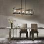 XILICON Contemporary Chandeliers Modern Dining Room Lighting Fixture Hanging Black 5 Light Kitchen Island Cage Pendant Lighting Farmhouse Flush Mount Ceiling Light with Glass Shade