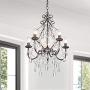 Riomasee Mini Crystal Chandelier 5 Lights Bronze Chandelier with K9 Crystal Raindrop Iron Ceiling Light Fixtures for Bedroom,Dining,Living Room