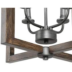 KSANA Farmhouse Chandelier, 4-Light Foyer Lighting for Dining Room, Faux-Wood Kitchen Island Lighting 20''H x 16.5''W