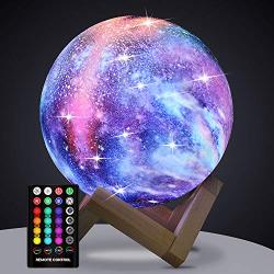 Moon Lamp Kids Night Light, GDPETS Galaxy Lamp 16 Colors 3D Star Moon Light with Wood Stand, Remote & Touch Control USB Rechargeable Perfect Gift for Baby Girls Lover Birthday