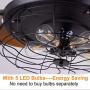 Retractable Ceiling Fans with Lights - with 5 LED Bulbs and Remote Controller 42inch Vintage Retractable Ceiling Fans