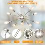 Nickel Modern Sputnik Chandeliers 10 Lights Mid Century Ceiling Lights Fixture Pendant Lighting for Indoor Dining Room, Bedroom, Living Room, Kitchen, Foyer, Hallway