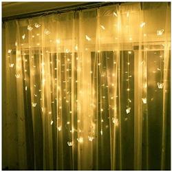 MD Lighting 128 LEDs Heart Shaped Curtain Lights, 8 Modes Warm White Icicle Light Outdoor Fairy String Lights for Bedroom Patio Wedding Party Decoration, Battery-Powered, 6.6 x 4.9 ft(LxH)