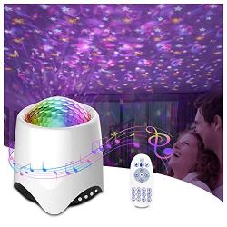 Star Light Projector for Bedroom with Bluetooth Music Speaker, Night Light Projector with Sleep Sound Machine 28 Starry Sky Colors Function for Party Game Rooms for Baby Kids Adult Gift