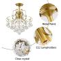 Luxury Crystal Chandelier,SOZOMO 3-Light Modern Elegant Crystal Chandelier, Pendant Lighting with 19.7inch Adjustable Chain, Flush Mount Ceiling Light Fixture for Bedroom, Dining Room, Foyer, Gold.