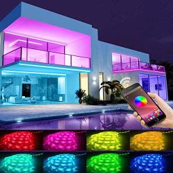 50FT LED Strip Lights,RGB LED Strip Lights,5050 Color Changing LED Lights Strip，Bluetooth led Strip Lights with App & Remote Control，Smart Music sync Led Lights for Bedroom Party Home Decoration