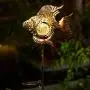 Solar Garden Decoration Outdoor Lights, Metal Fish Stakes LED Lights for Patio, Garden, Yard, Walkway (Bronze)