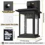 2-Pack Outdoor Wall Lanterns with Dusk to Dawn Sensor Photocell Exterior Porch Light Fixtures, Waterproof, Anti-rust, Matte Black Outside Wall Sconces with Seeded Glass for Entryway Garage, E26 Socket