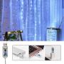 300 LED Copper Curtain Light, 8 Modes Remote Control USB Fairy String Lights for Indoor Outdoor, Festival, Holiday, Wedding Decorations-9.8ft x 9.8ft(White)