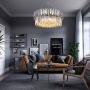 MEEROSEE Modern Crystal Chandelier Lighting Chrome Pendant Lights Fixture with Stainless Steel Shade Island Chandeliers Ceiling Dining Room Living Room Contemporary Kitchen Dimmable 12-Lights
