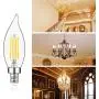 E12 LED Candelabra Bulb 60W Equivalent Dimmable LED Chandelier Light Bulbs 4.5W 2700K Soft White 500LM B10 Flame Tip Vintage LED Filament Candle Bulb with Decorative Candelabra Base, 6 Packs