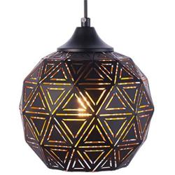 SYDTOP Industrial Mini Pendant Light with Handcrafted Metal Geometric Shape Contemporary 1-Light Rustic Pendant Lighting Fixture for Kitchen Island Dining Room Sink Bar Counter Loft, Matte Black